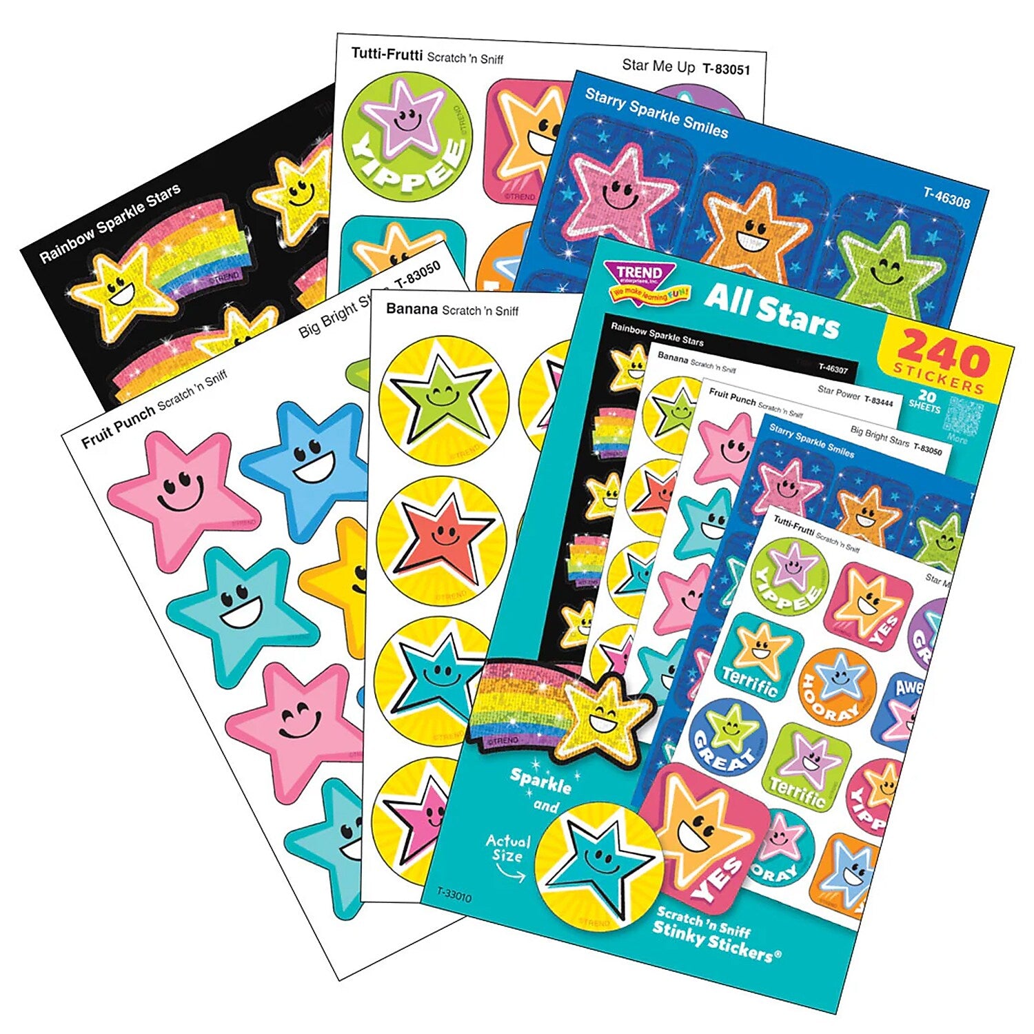Trend Enterprises All Stars Mixed Stickers Variety Pack, Assorted Colors, 240/Pack (T-33010)