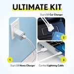 Overtime USB-A Charging Kit for Apple, 12W, White (DAC3IN1)