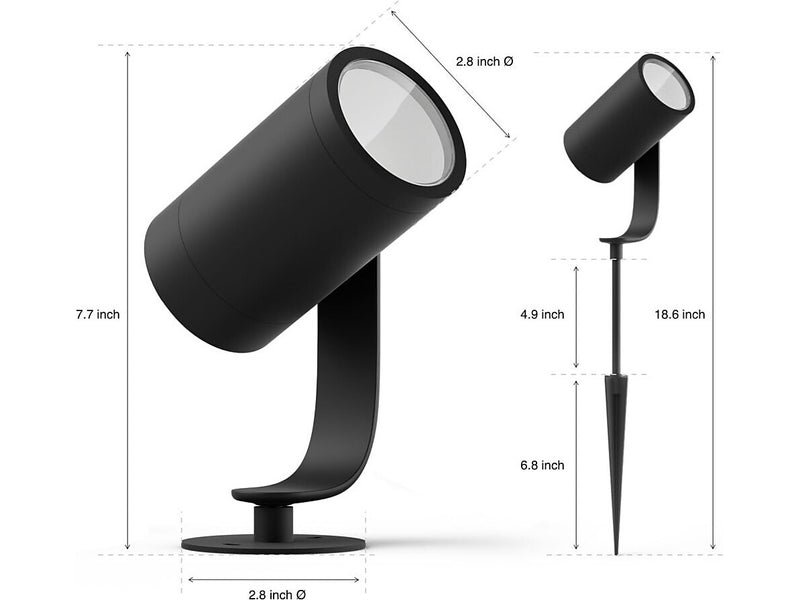 Philips Hue Lily LED 3-Piece Outdoor Spotlights, Black (1746730V7)