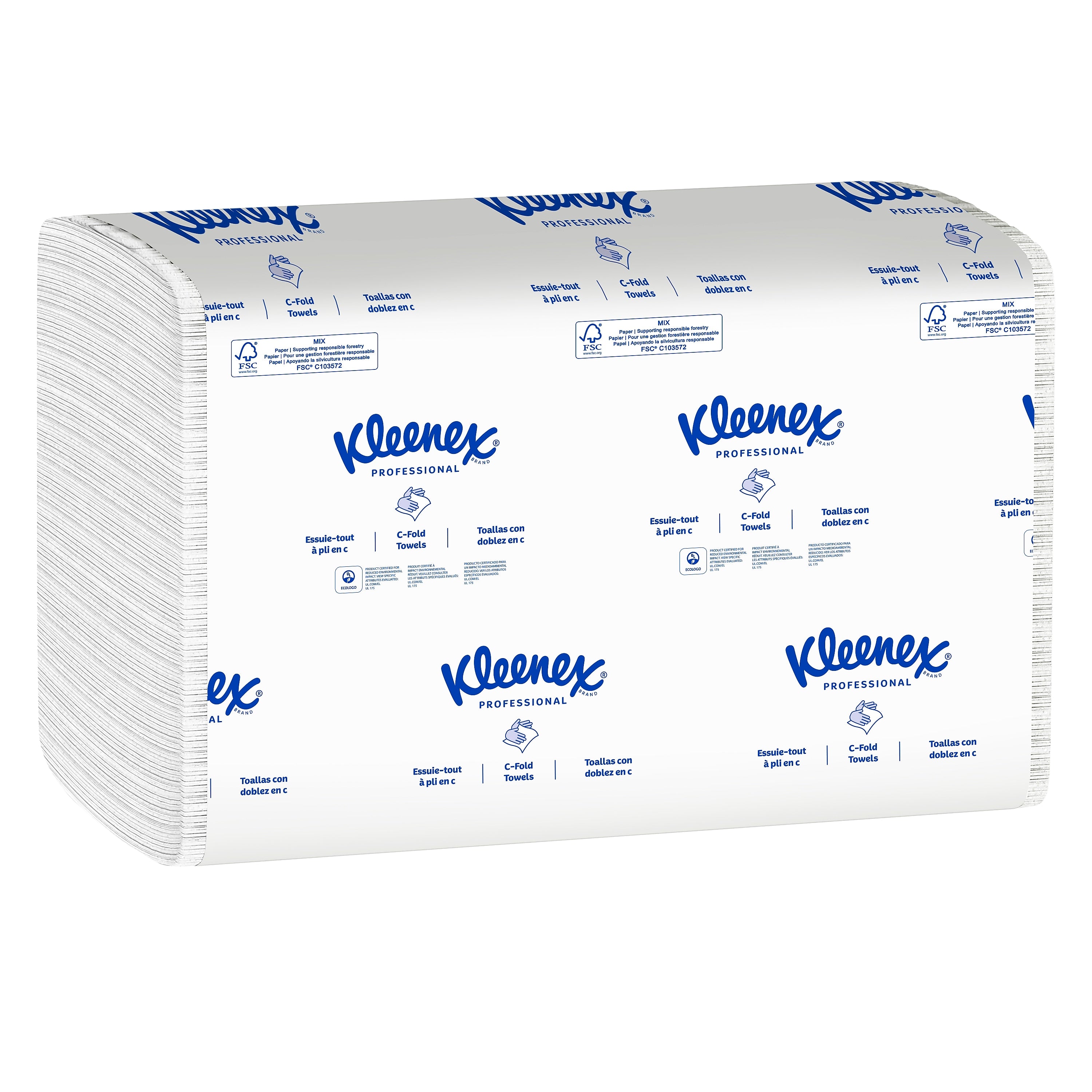 Kleenex Recycled C-Fold Paper Towels, 1-Ply, 150 Sheets/Pack, 16 Packs/Carton (01500)
