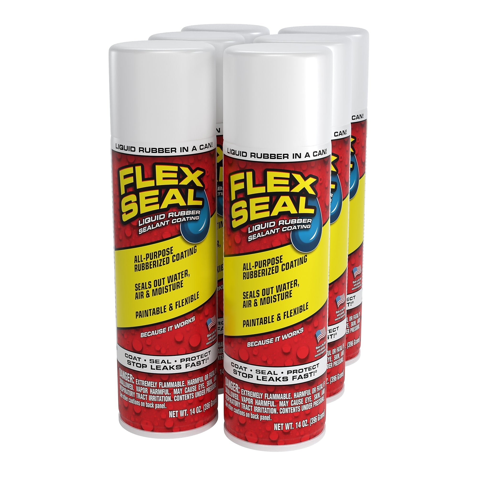 Flex Seal Aerosol Liquid Rubber Sealant, White, 14 oz., 6/Pack (FSWHTR20-4)