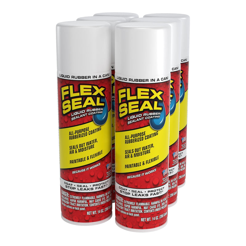 Flex Seal Aerosol Liquid Rubber Sealant, White, 14 oz., 6/Pack (FSWHTR20-4)