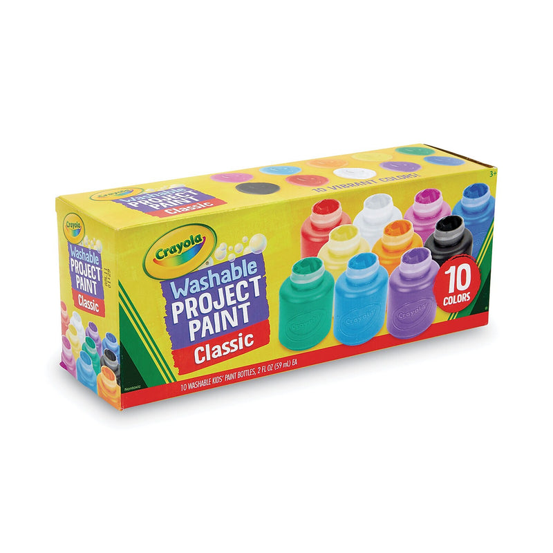 Crayola Washable Craft Paint, Assorted, 2 oz., 10/Pack (54-1205)