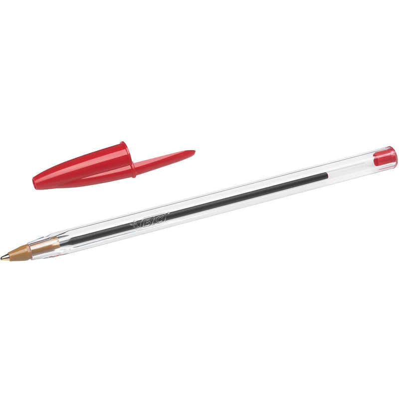 BIC Cristal Ballpoint Pens, Medium Point, Red Ink, Dozen (10128/MS11RD)