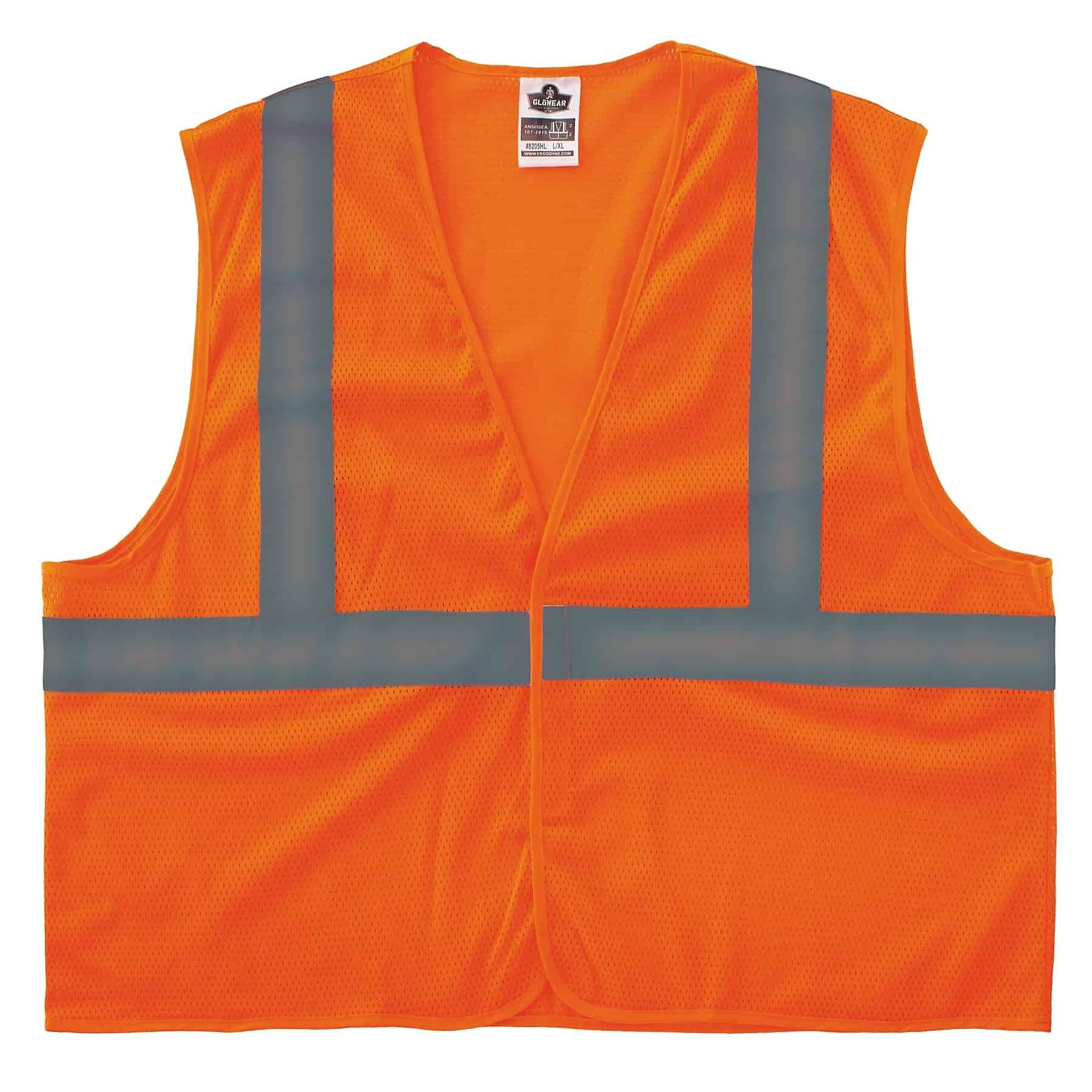 GloWear 8205HL-ECO High Visibility Sleeveless Vest, ANSI Type R Class 2, Orange, 4X/5X, (21999)