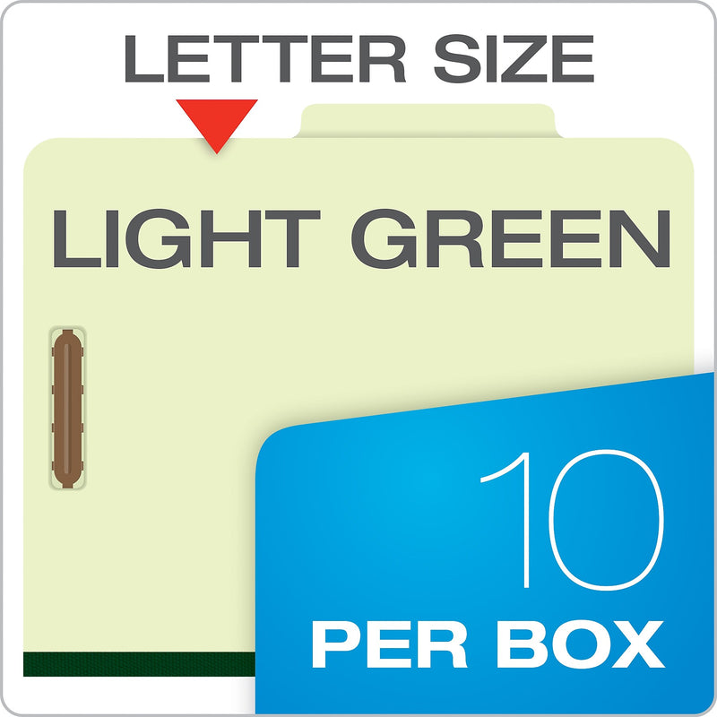 Pendaflex Classification Folder, 2-Dividers, Letter Size, Light Green, 10/Box (17173EE)