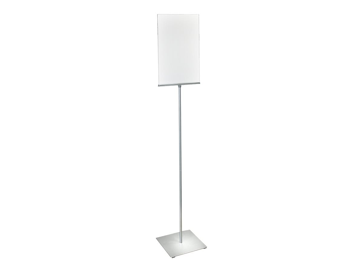 Azar Sign Holder, 12" x 62.5", Vertical, Freestanding, Clear/Silver, Acrylic (300868)