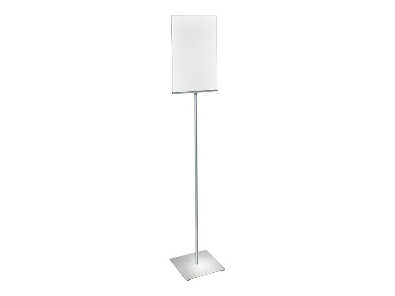 Azar Sign Holder, 12" x 62.5", Vertical, Freestanding, Clear/Silver, Acrylic (300868)