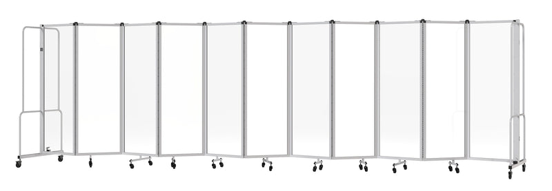 National Public Seating Robo Series 11-Panel Folding Mobile Room Divider, 72"H x 256"W, Clear Acrylic (RDG6-11CA)