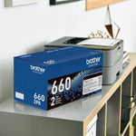 Brother TN660 Black Toner Cartridge, High Yield, 2/Pack (TN6602PK)