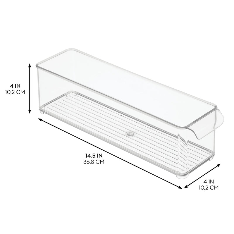 iDESIGN Stackable Plastic Storage Bin, 4" x 14.5"x 4", Clear, 3/Pack (28983M3)