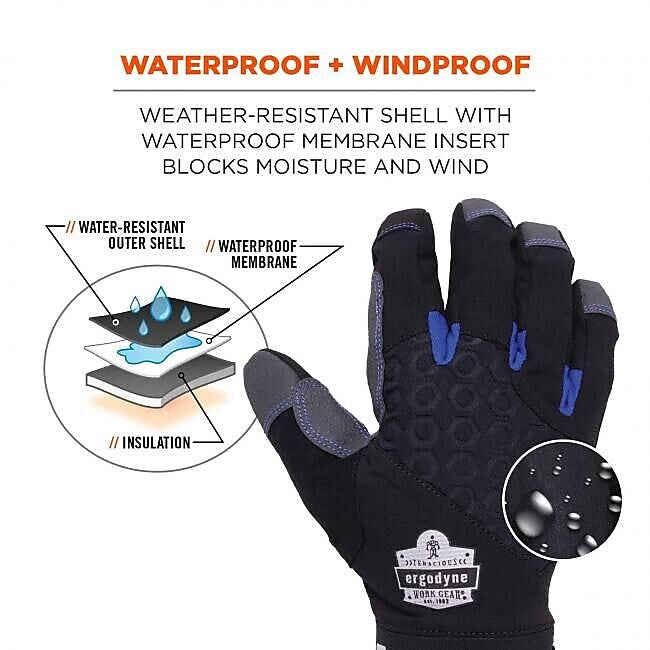 ProFlex 817WP Reinforced Thermal Waterproof Utility Gloves, Black, 2XL (17376)