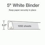 Cardinal XtraLife ClearVue Heavy Duty 5" 3-Ring View Binders, D-Ring, White (26350)