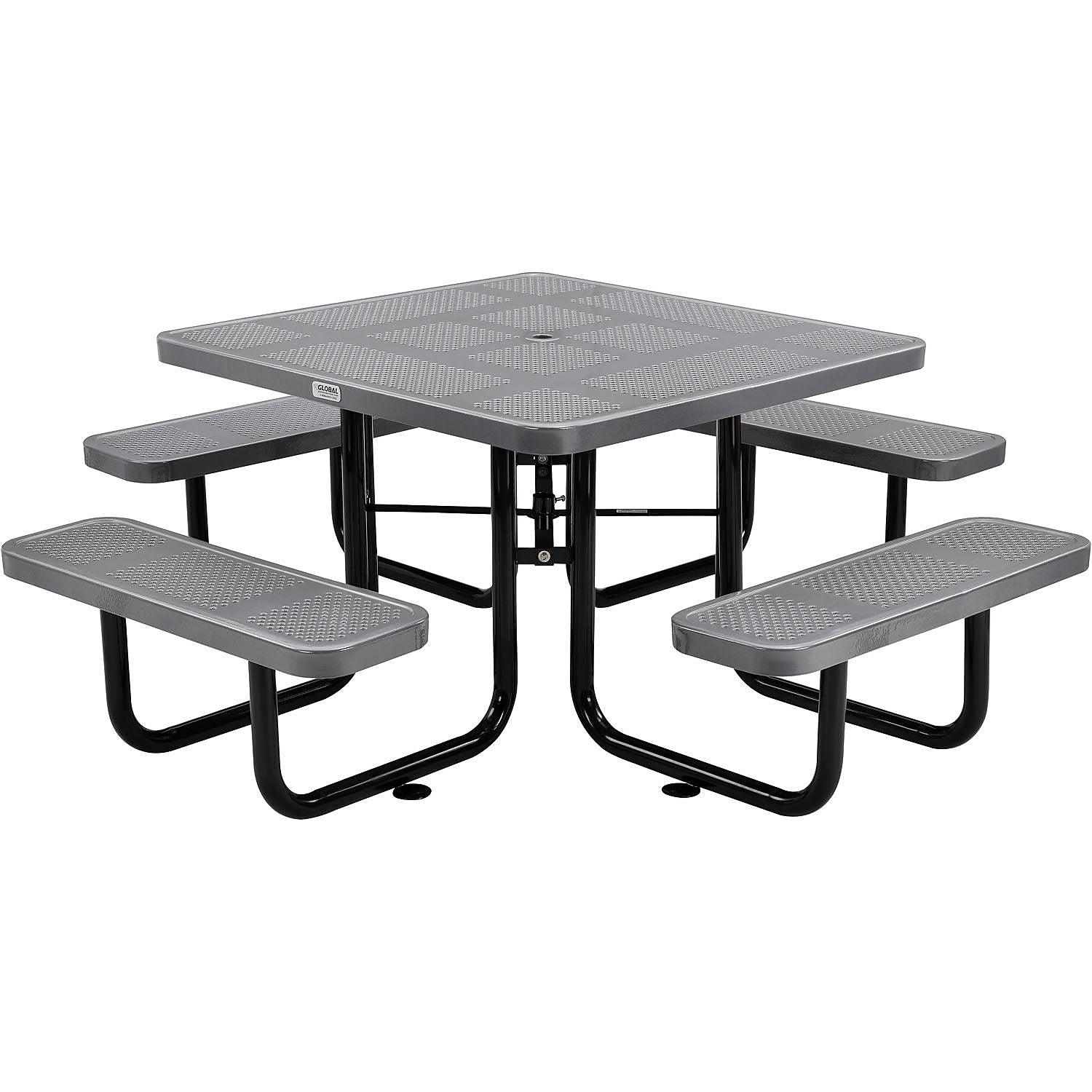 Global Industrial 46" Square Outdoor Steel Picnic Table, Perforated Metal, Gray (694551GY)