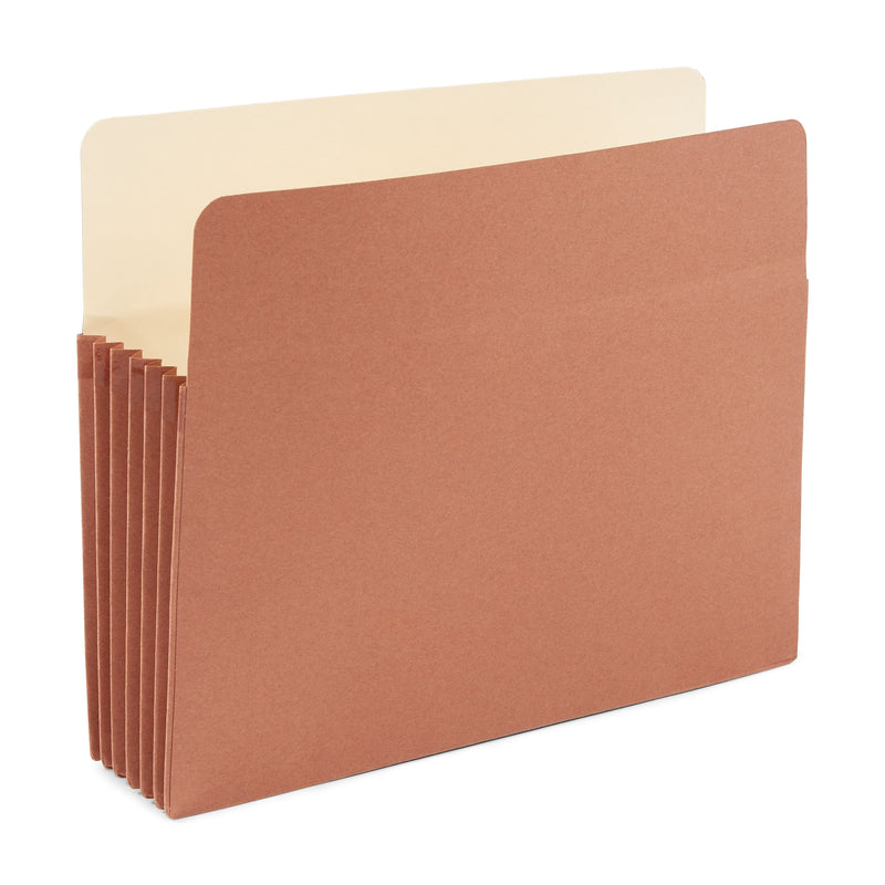 Staples Reinforced File Pocket, 5.25" Expansion, Letter Size, Brown, 10/Box (ST418335)