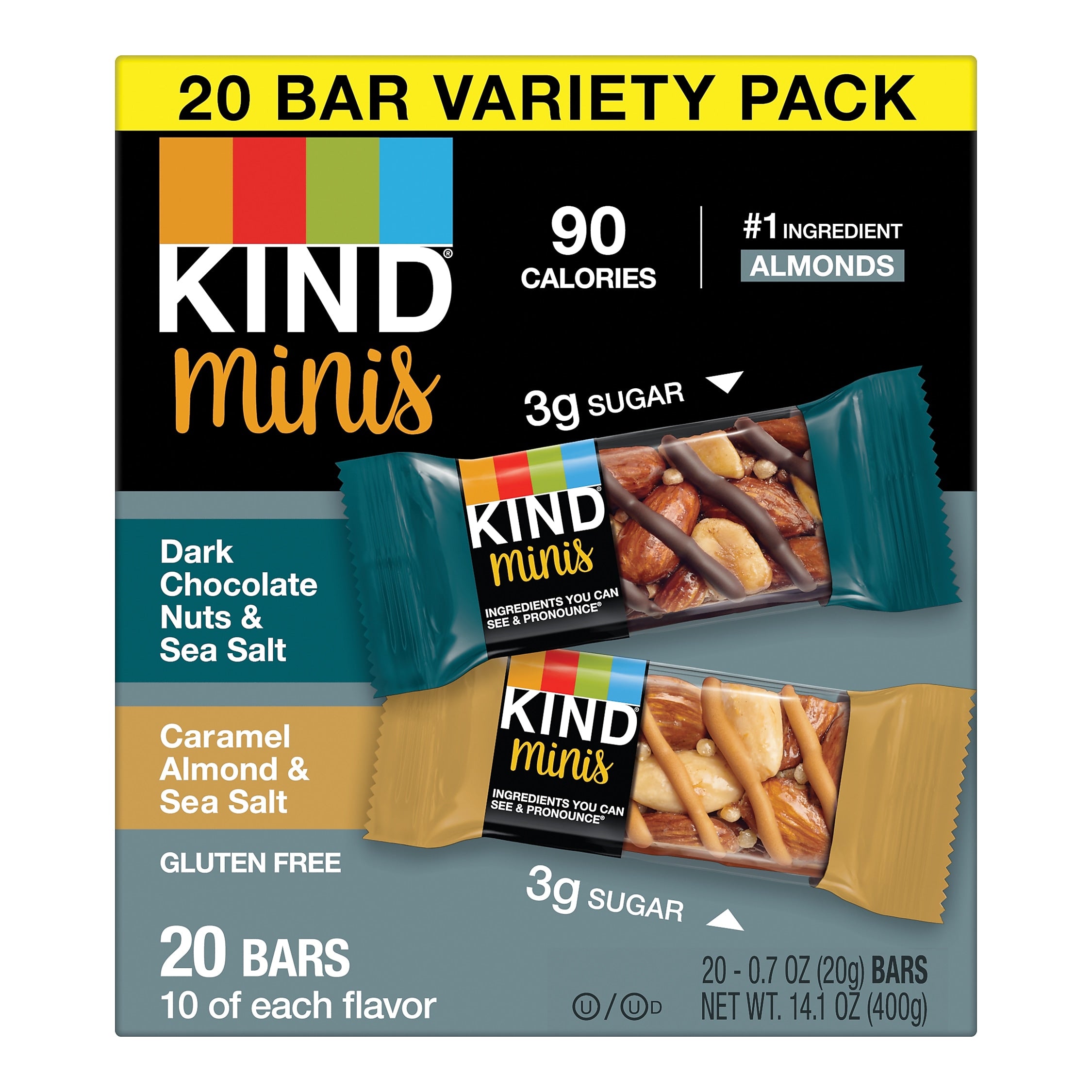 KIND Minis Gluten Free Nut Bar Variety Pack, 0.7 oz., 20 Bars/Box (PHW27964)