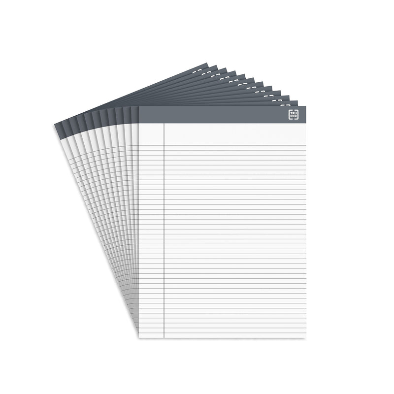 TRU RED™ Notepads 8.5" x 11.75", Narrow Ruled, White, 50 Sheets/Pad, 12 Pads/Pack (TR57369)