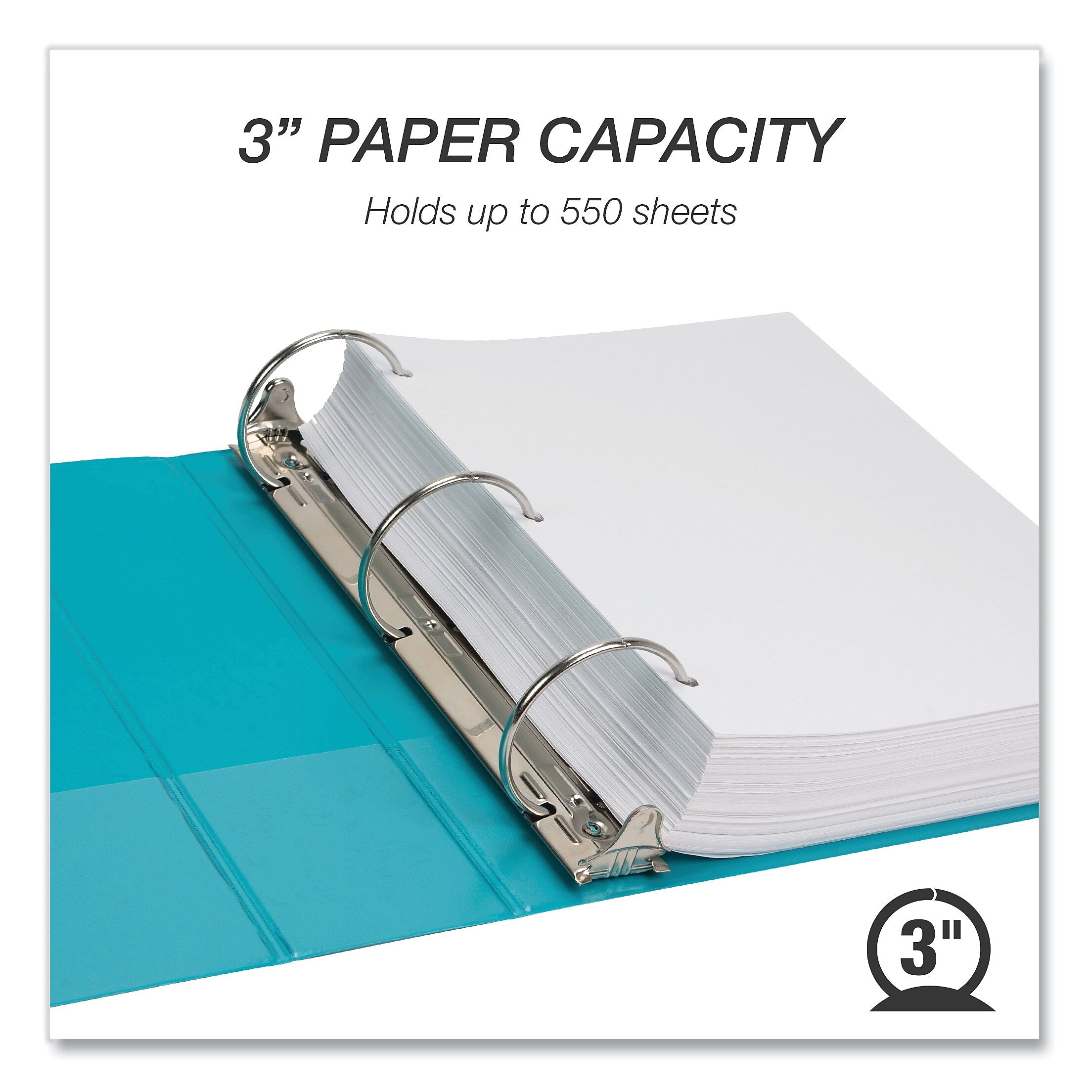 Samsill Earth's Choice 3" 3-Ring View Binders, Teal, 2/Pack (SAMU86877)
