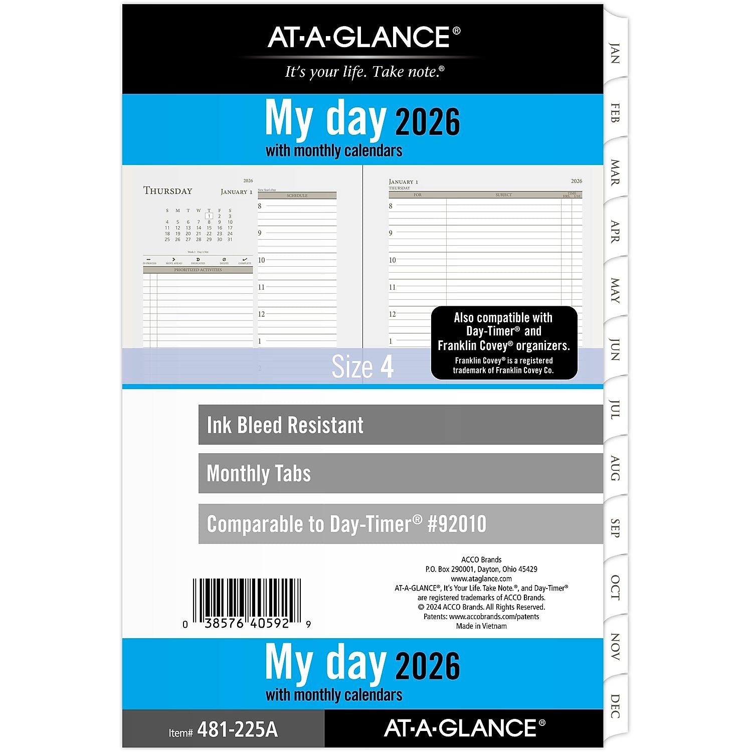 2026 AT-A-GLANCE 8.5" x 5.5" Daily & Monthly Planner Refill Pages, White/Brown (481-225A-26)