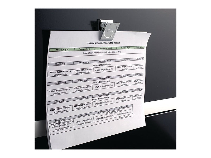 ACCO Square Magnetic Clip Large Bulldog Clips, 1 1/8" Capacity, Silver Chrome, 12/Box  (ACC72133)