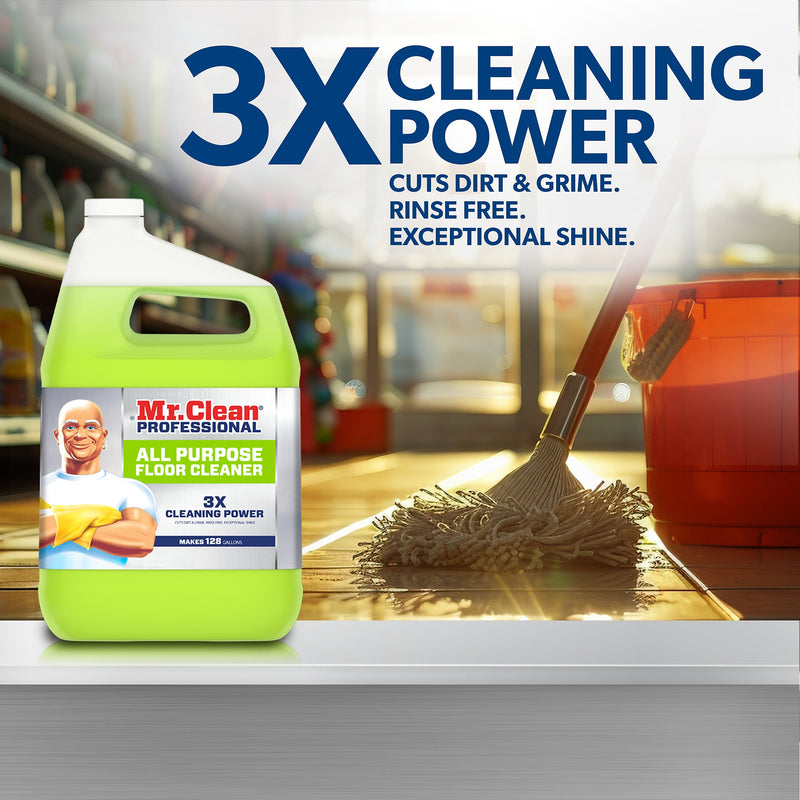Mr. Clean Professional Liquid Concentrate All Purpose Floor Cleaner, Lemon Scent, 1 Gallon (02621)