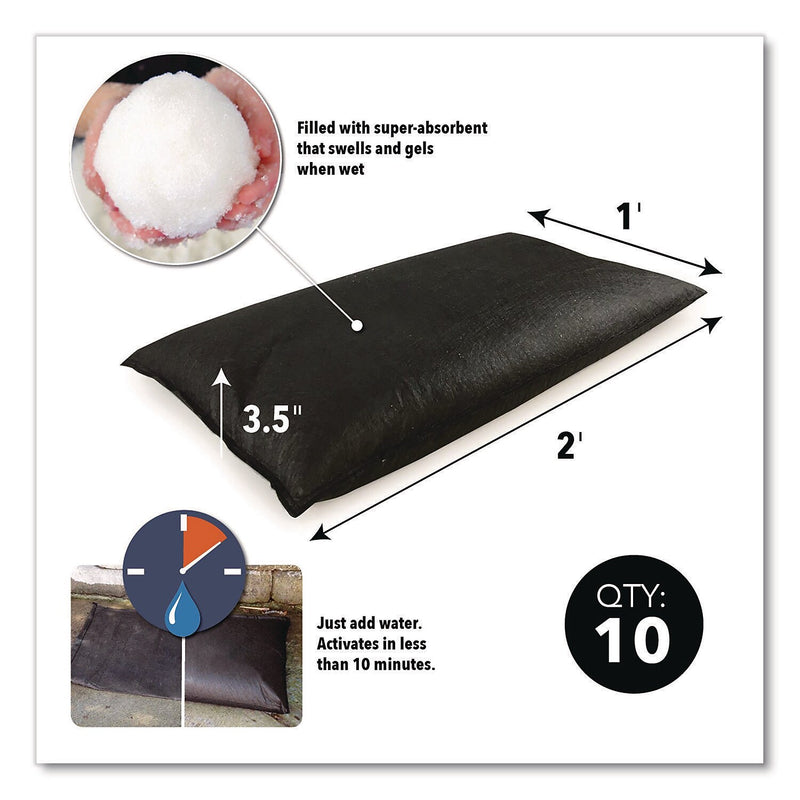 Quick Dam Water Flood Bags, 12" x 24" x 3.5", 10/Pack (QD1224-10)