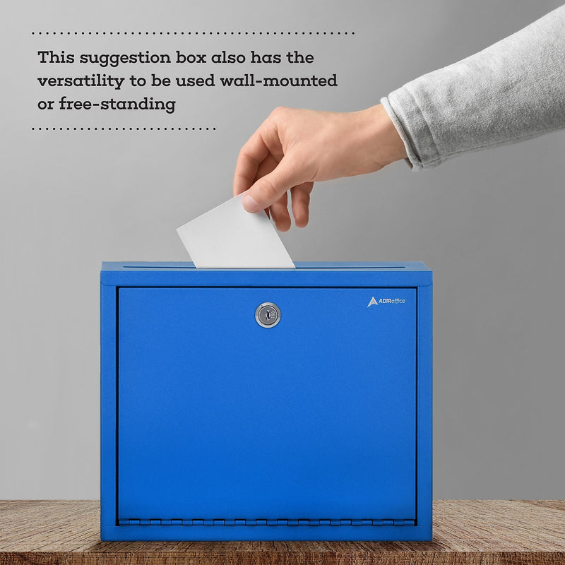AdirOffice Steel Multipurpose Drop Box Interoffice Mailbox, Large, Blue (631-03-BLU-PKG)
