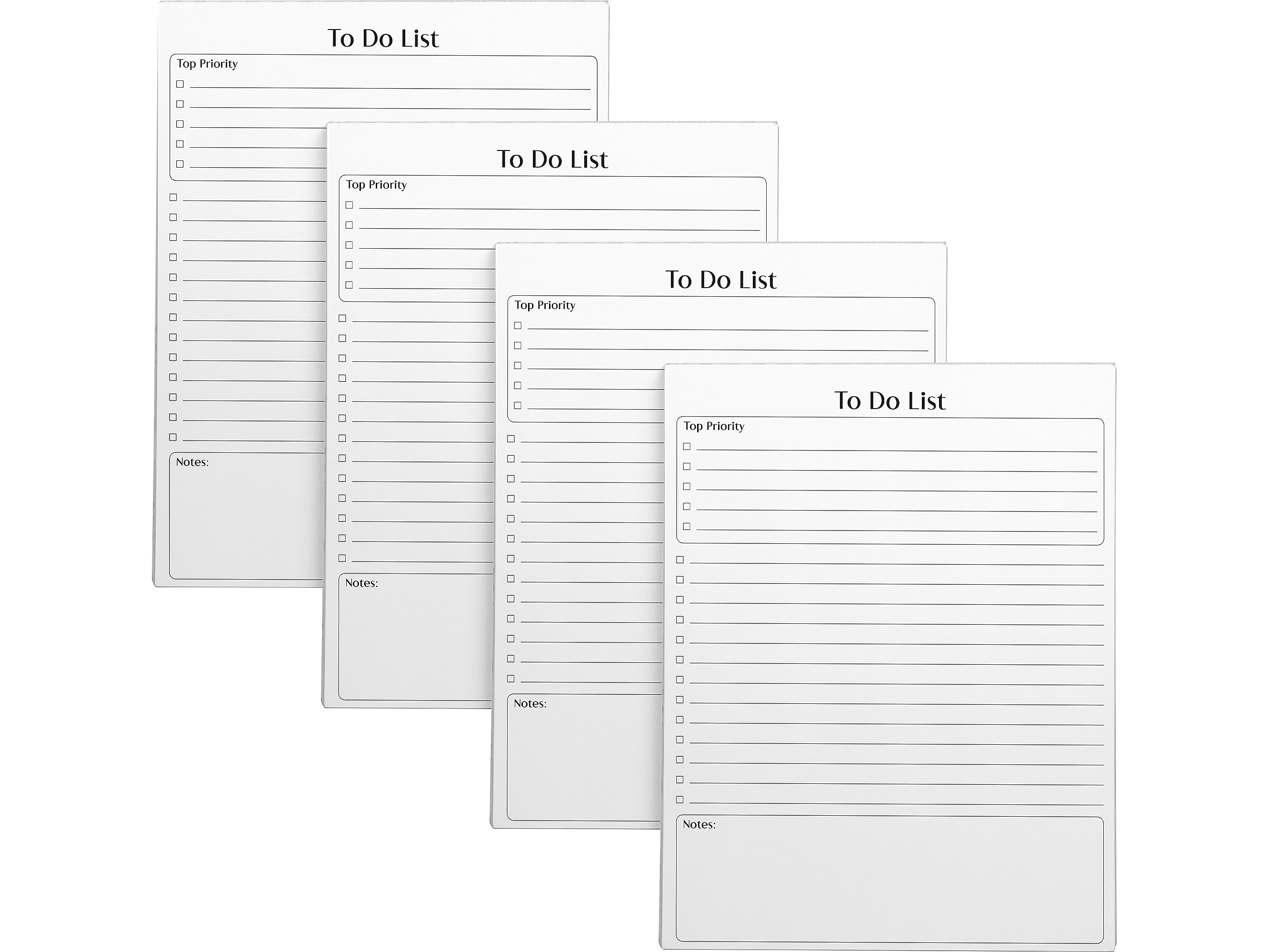 Better Office To-Do List Notepad, 8.5" x 11", Ruled, White, 50 Sheets/Pad, 4 Pads/Pack (25833-4PK)