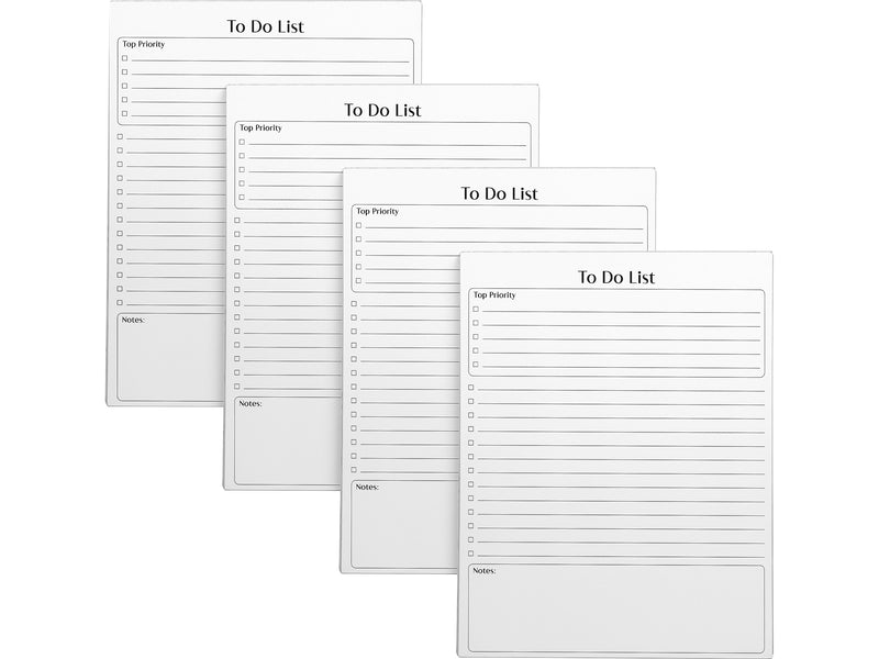 Better Office To-Do List Notepad, 8.5" x 11", Ruled, White, 50 Sheets/Pad, 4 Pads/Pack (25833-4PK)
