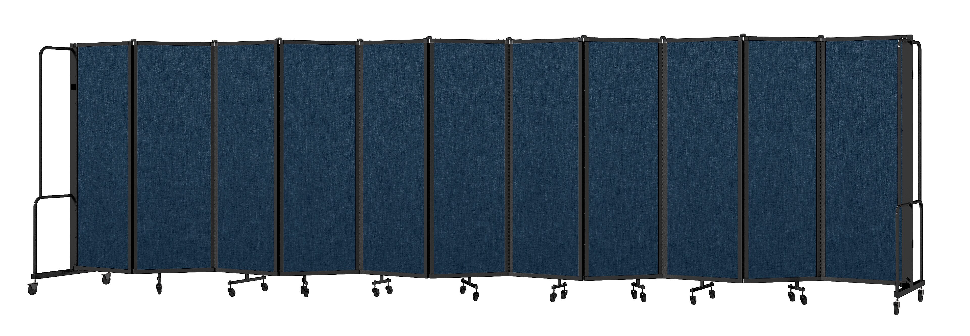 National Public Seating Robo Series 11-Panel Folding Mobile Room Divider, 72"H x 256"W, Blue Fabric (RDB6-11PT04)