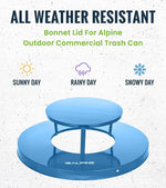 Alpine Industries Metal Commercial Outdoor Rain Bonnet Lid for 38-Gallon Recycling Receptacle, Blue (479-38-A-BLU)