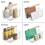 mDesign 2-Compartment Plastic Desk Organizer, Clear/Natural (25717RW)