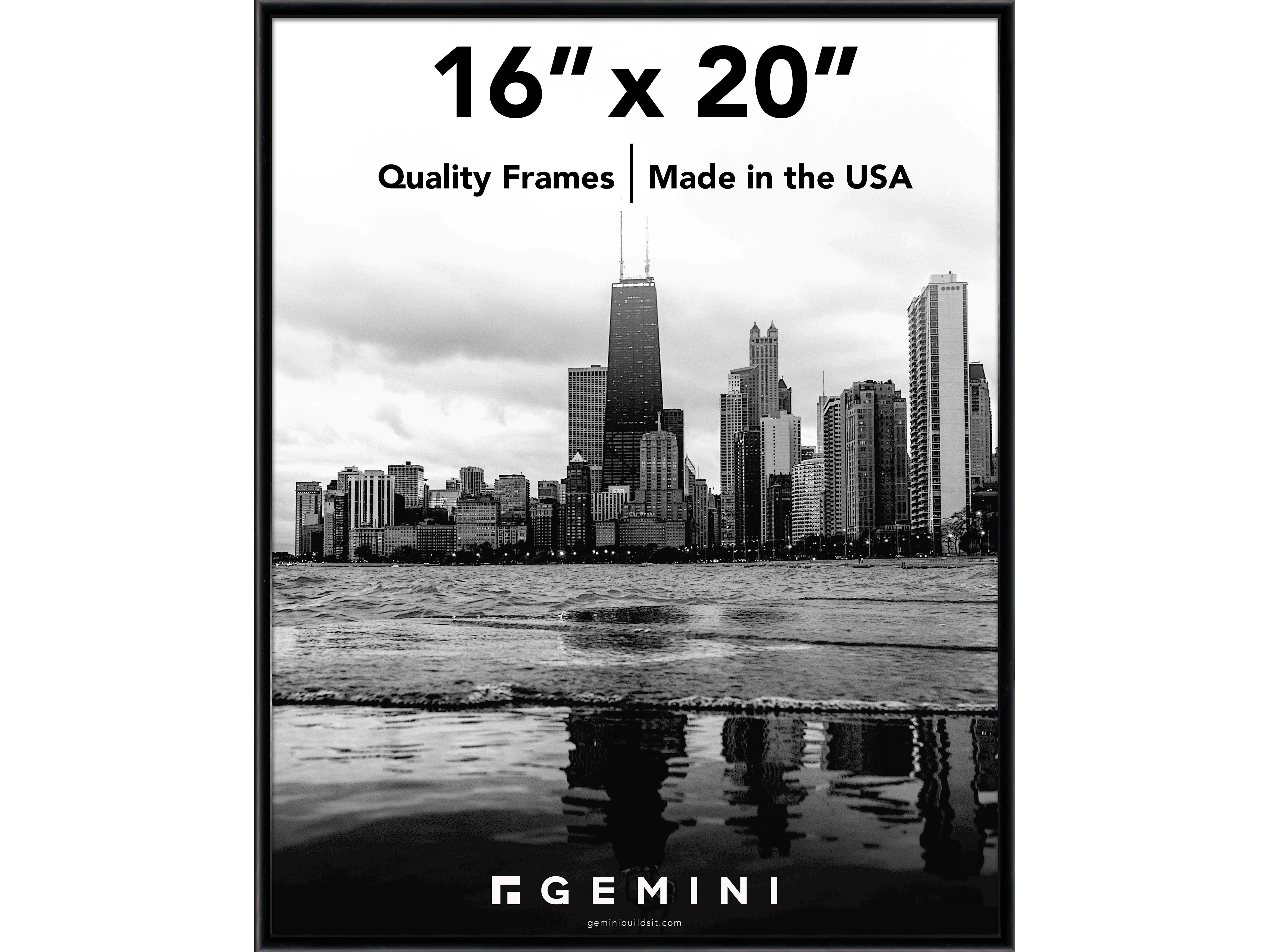Gemini 16" x 20" Metal Picture Frame, Matte Black (GOEM-5-21)