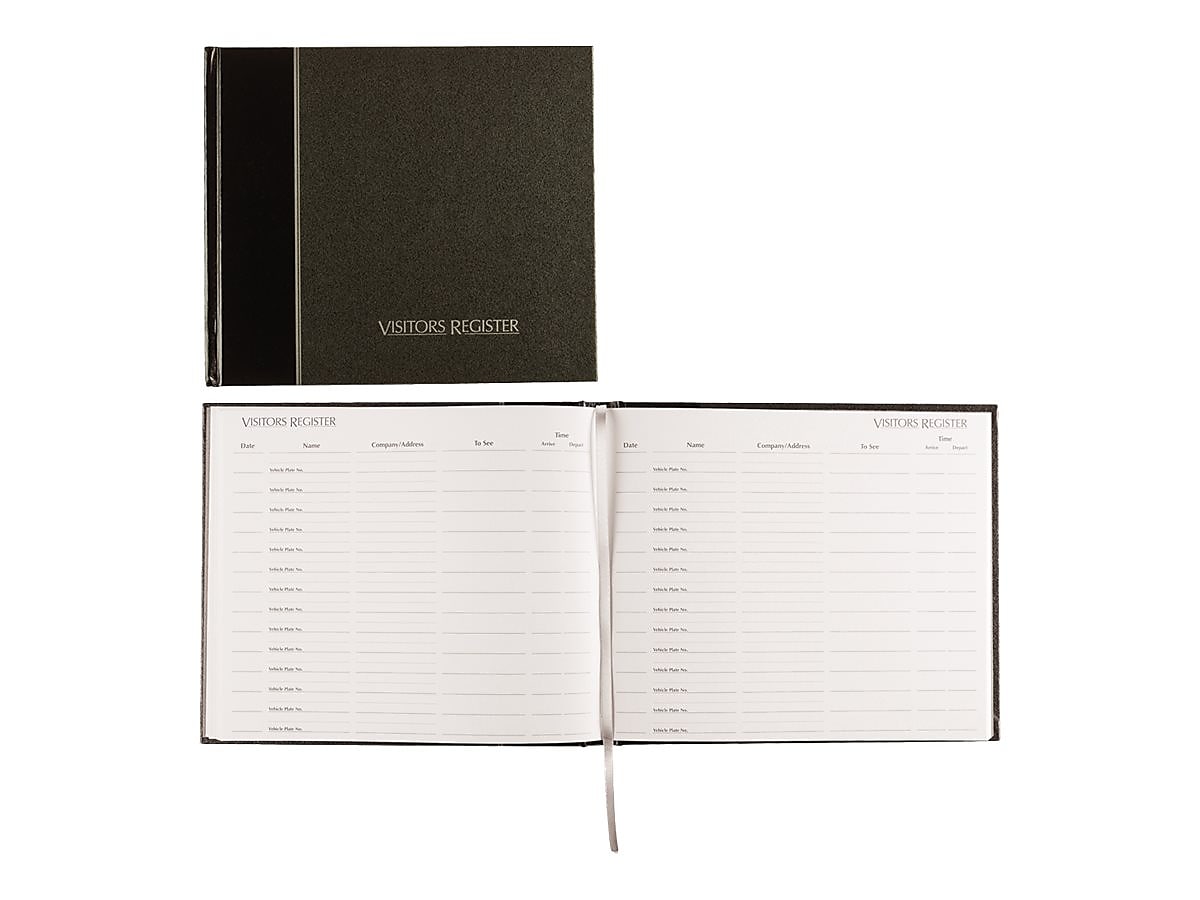 Rediform Visitor Book, 9.88" x 8.5", Black, 64 Sheets/Book (RED57802)