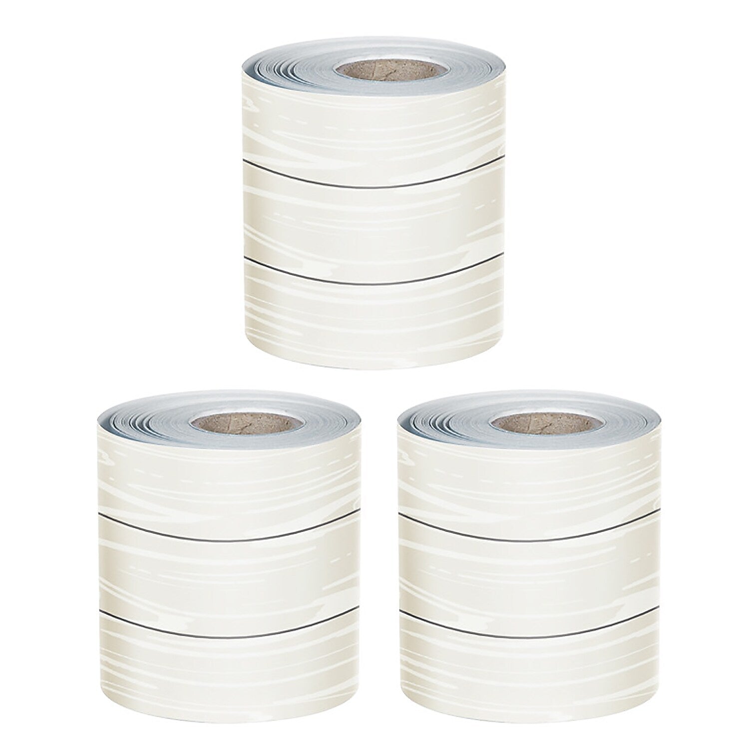 Carson Dellosa Education Rolled Straight Borders, 3"x 65', White Wood Grain, 3/Bundle (CD-108498-3)