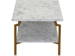 Household Essentials Crown 43.3"W x 23.6"D Laminate Coffee Table, White Marble/Gold (8237-1)