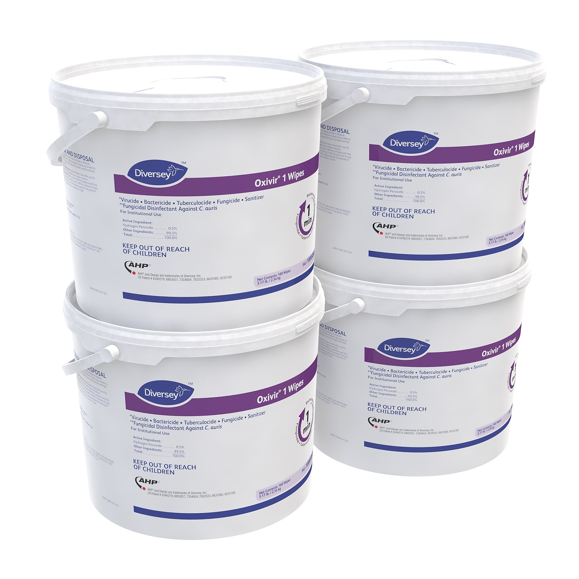 Diversey Oxivir 1 Disinfecting Wipes, 160 Wipes/Container, 4/Carton (100850924)