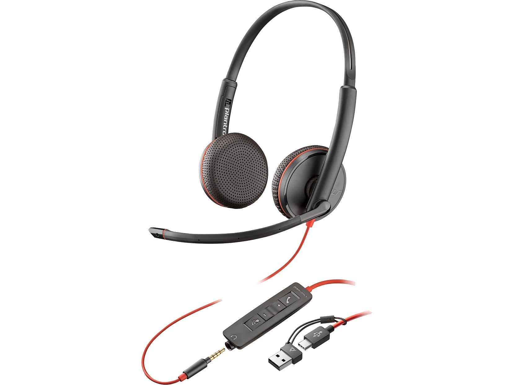 Poly Blackwire 3225 Stereo Headset, USB-C/USB-A/3.5mm, UC Certified, Bulk (8X229A6)