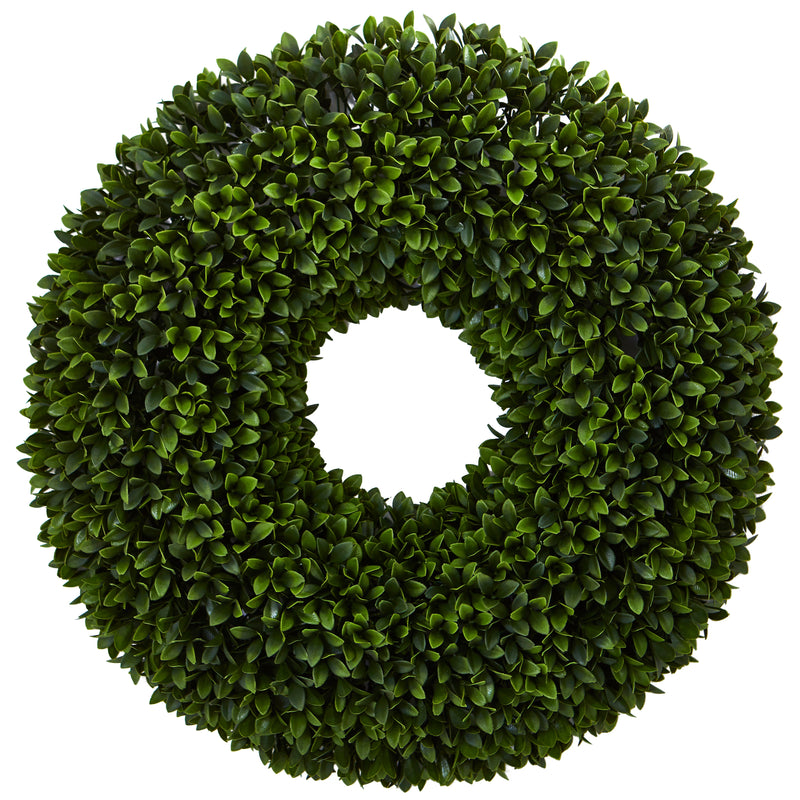 Nearly Natural 24-in Boxwood Artificial Wreath (4350)