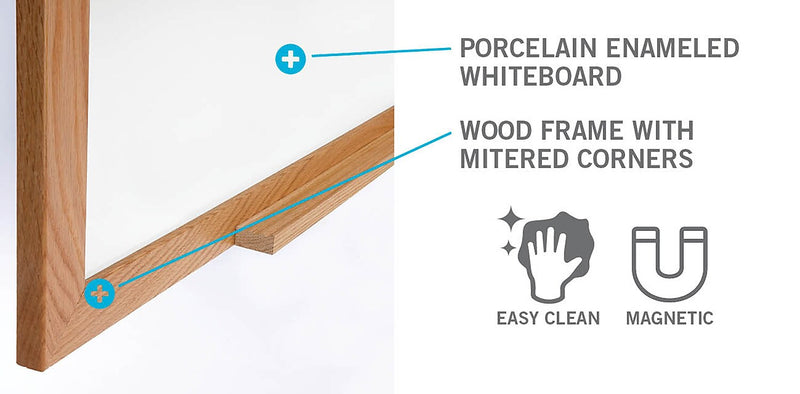 Ghent M1 Magnetic Porcelain Dry-Erase Whiteboard, Wood Frame, 4'H x 7' 4"W (M1W-47-4)