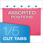 Pendaflex Reinforced Hanging File Folders, 1/5 Tab, Letter Size, Pink, 25/Box (04152 1/5 PIN)