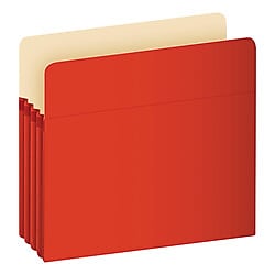 Pendaflex Color File Pockets, 3 1/2" Expansion, Letter Size, Red, 25/Carton (1524CT RED)