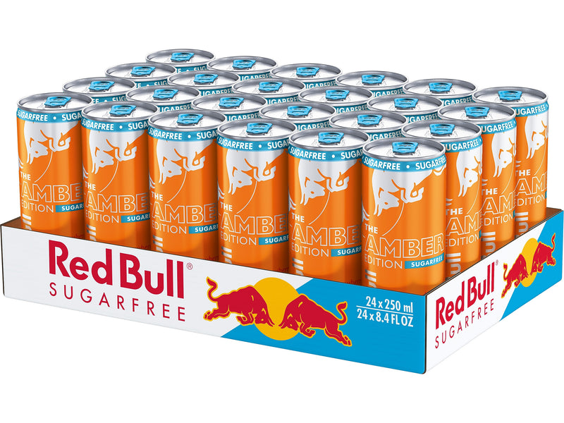 Red Bull Amber Edition Sugar-Free Strawberry Apricot Energy Drink, 8.4 oz., 24 Cans/Carton (RB243204)