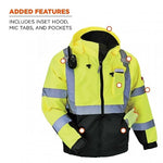 GloWear 8377 Quilted Bomber Jacket, ANSI Class R3, 5XL, Lime (25629)