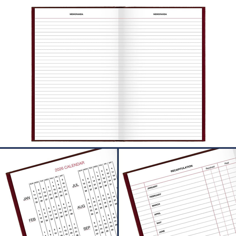 AT-A-GLANCE 2026 Hardcover Diary, 7.75" x 12", Ruled, Red (SD377-13-26)