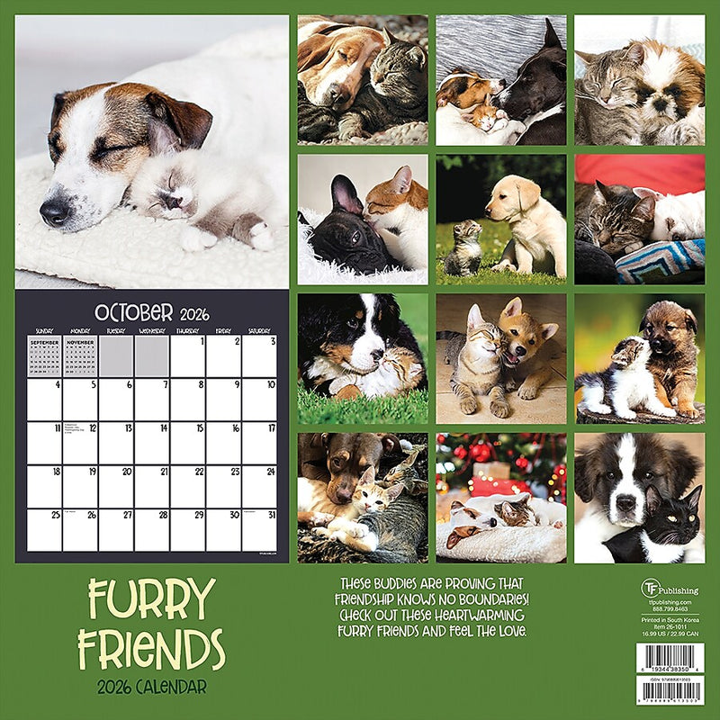 2026 TF Publishing Furry Friends 12" x 12" Monthly Wall Calendar (26-1011)