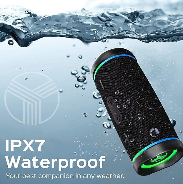 Treblab Wireless Bluetooth Speaker, Waterproof, Black (HD77)