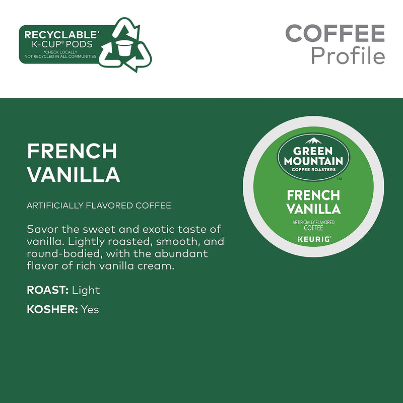 Green Mountain French Vanilla Coffee Keurig® K-Cup® Pods, Light Roast, 96/Carton (6732)