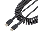 StarTech.com 3.3ft USB-C Heavy Duty Coiled Cable, Male to Male, Charge/Sync, Black (R2CCC-1M-USB-CABLE)