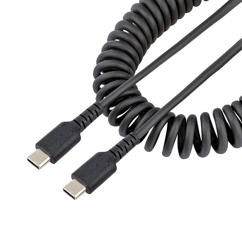 StarTech.com 3.3ft USB-C Heavy Duty Coiled Cable, Male to Male, Charge/Sync, Black (R2CCC-1M-USB-CABLE)